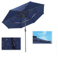 Outdoor 3 Tiers 9Ft Market Umbrella,With Crank And Push Button Tilt