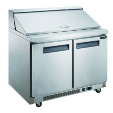 14.3 cu. ft. 2-Door Commercial Food Prep Table Refrigerator in Stainless Steel with Mega Top