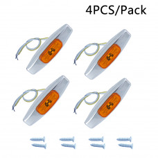 Chrome Side Marker Clearance Lights Amber For Trailers Trucks
