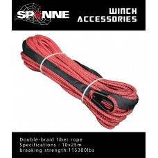 Double Braid Synthetic Winch Rope 2/5" x 82ft Red