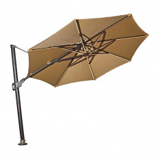 10'Patio Cantilever Umbrella Resort Umbrella with LED Light Deep Beige