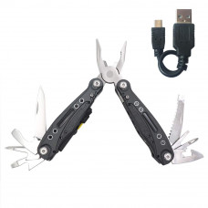Q7 13-in-1 Multi-Tool with LED Rechargeable Flashlight - Screwdrivers, Blade, Wire Cutters, Pliers&More