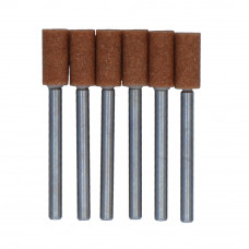 1/4" (D) x1/2" (T), W163, Cylinder End, Vitrified Aluminum Oxide Mounted Points, Abrasive, 6 Pcs, Made In Taiwan