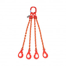 Chain Sling w/Self-Locking Hooks 5/8" x 5' 4 Leg Grade 80, 17600lb WL