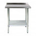 24" x 24" Stainless Steel Commercial Kitchen Work Table Back splash