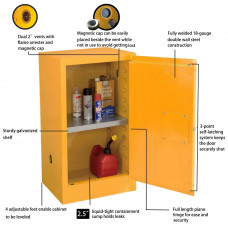 FM Approve, 16 Gallon Flammable Storage Cabinet, Manual Close